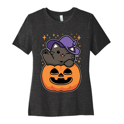Cute Halloween Cat Women's Cotton Tee