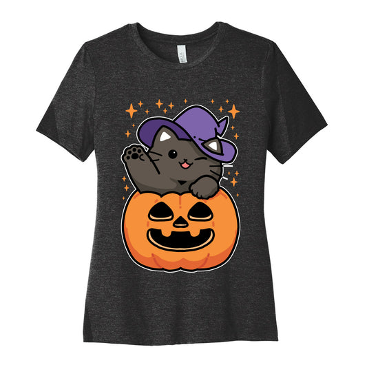 Cute Halloween Cat Women's Cotton Tee