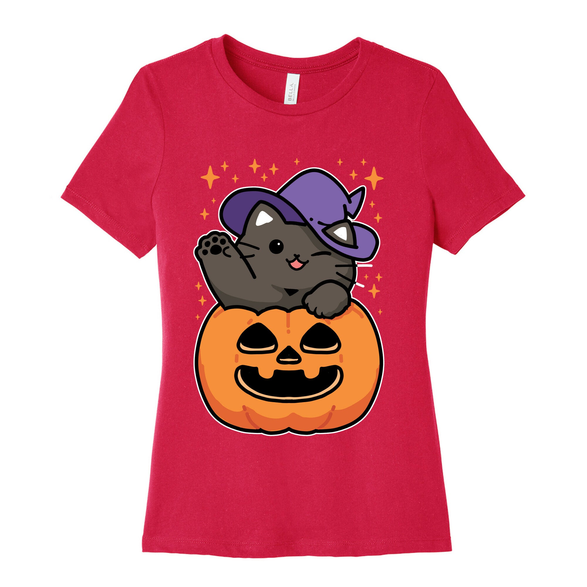 Cute Halloween Cat Women's Cotton Tee