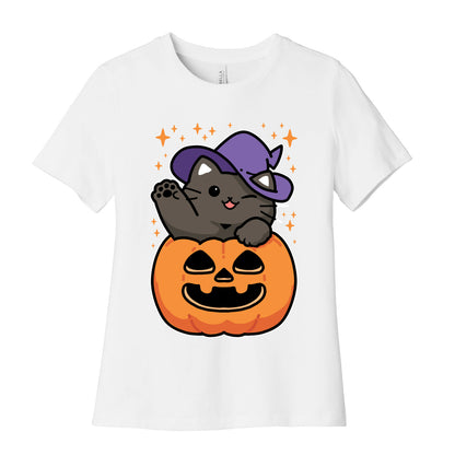 Cute Halloween Cat Women's Cotton Tee