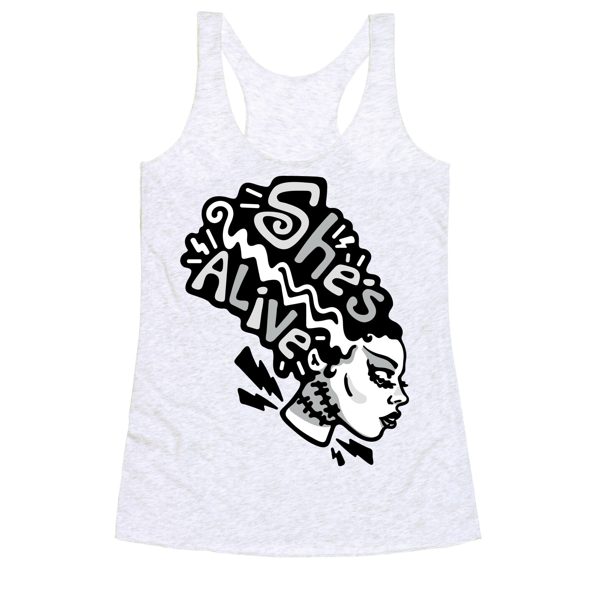She's Alive Bride of Frankenstein Parody Racerback Tank