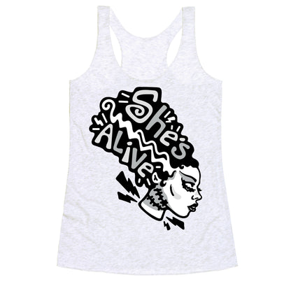 She's Alive Bride of Frankenstein Parody Racerback Tank