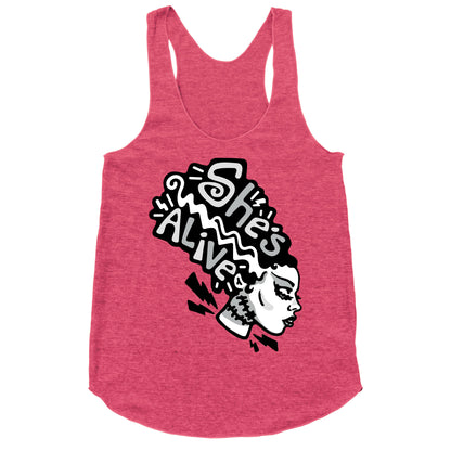 She's Alive Bride of Frankenstein Parody Racerback Tank
