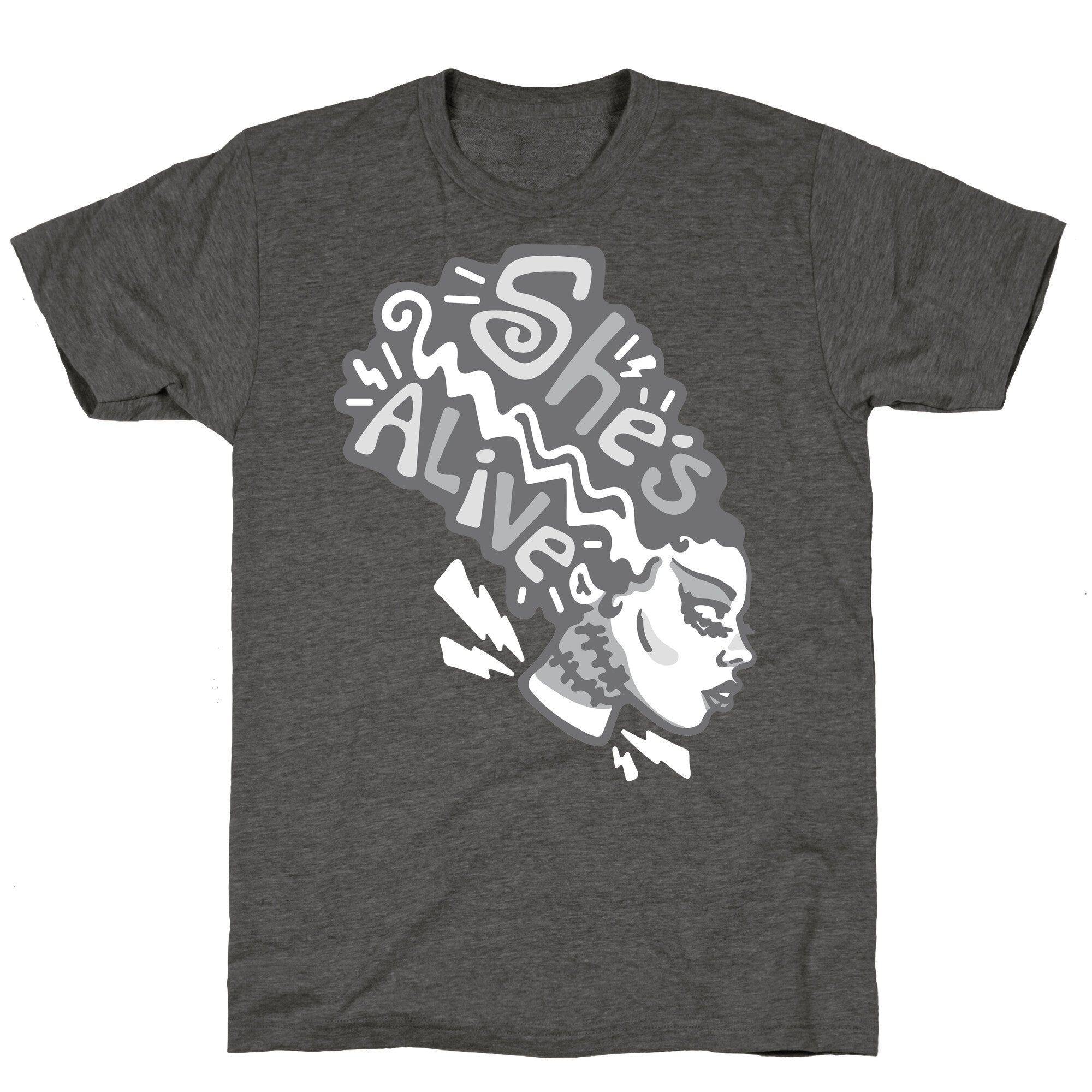 She's Alive Bride of Frankenstein Parody White Print Unisex Triblend Tee