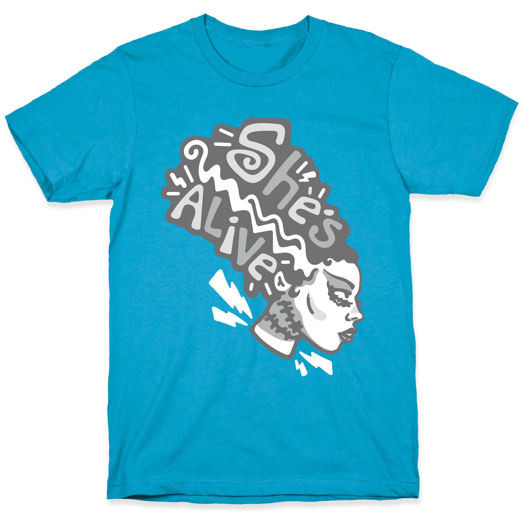 She's Alive Bride of Frankenstein Parody White Print Unisex Triblend Tee
