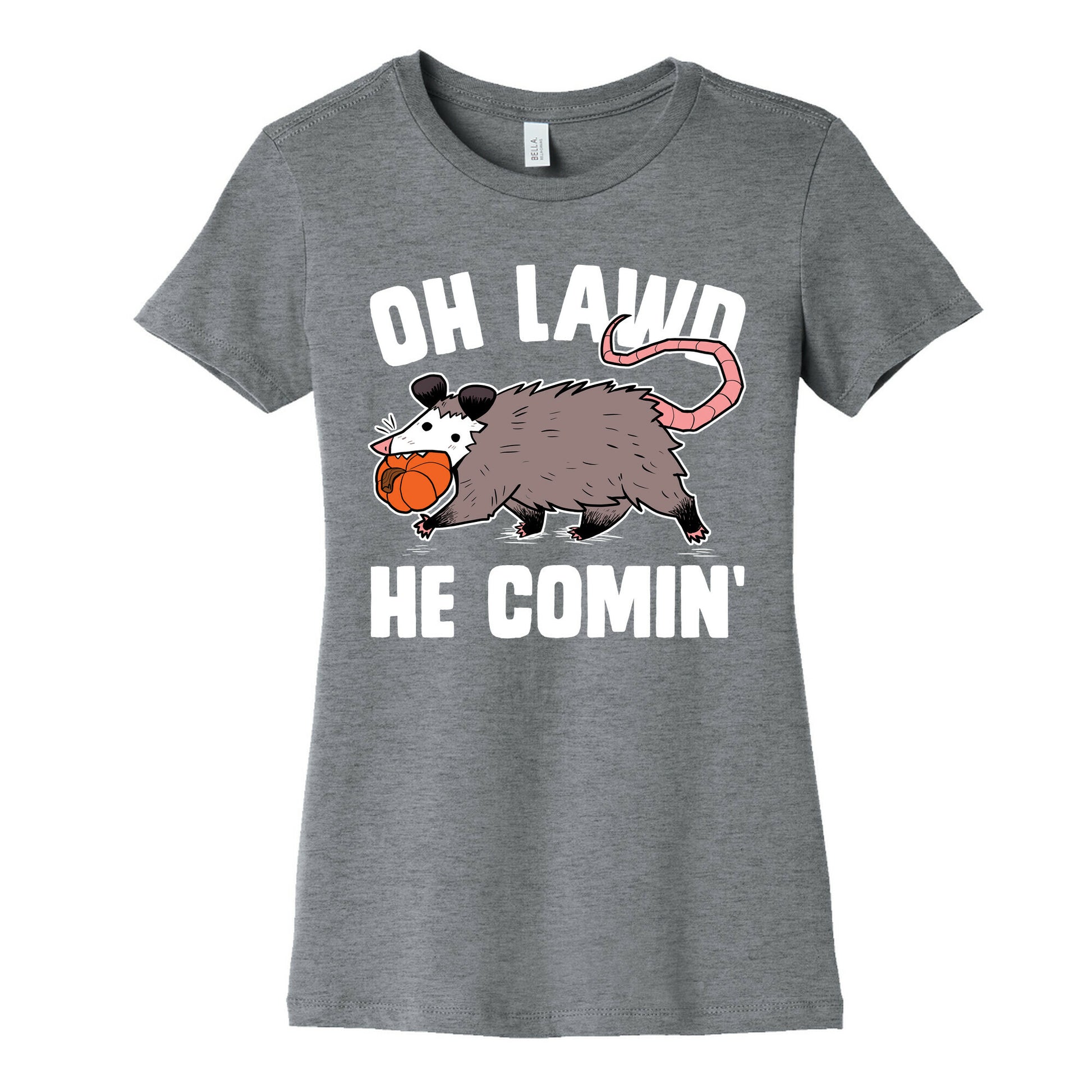 Oh Lawd He Comin' Pumpkin Possum Women's Cotton Tee
