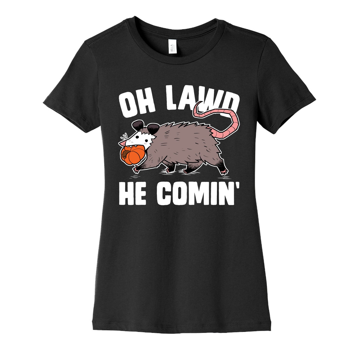 Oh Lawd He Comin' Pumpkin Possum Women's Cotton Tee