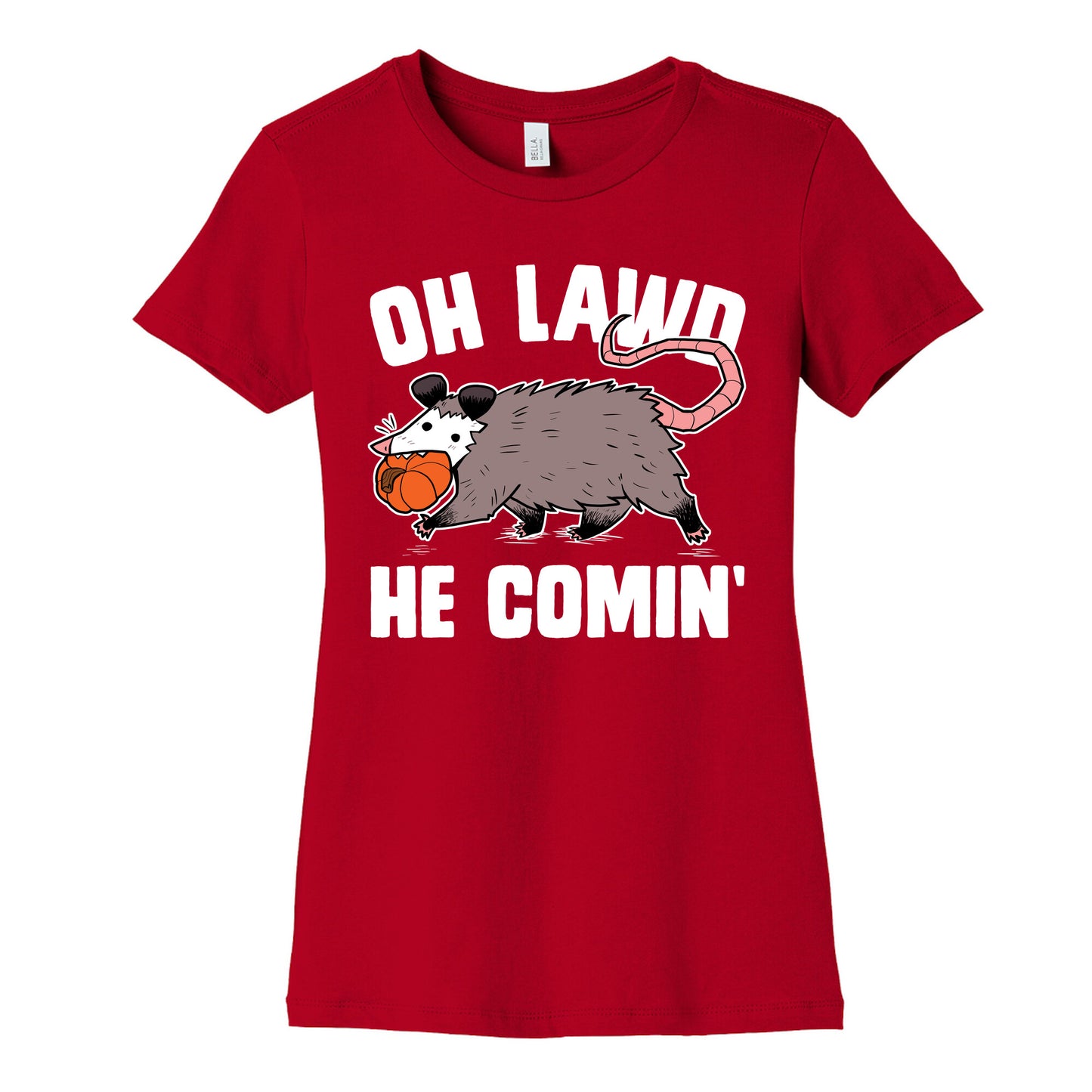 Oh Lawd He Comin' Pumpkin Possum Women's Cotton Tee