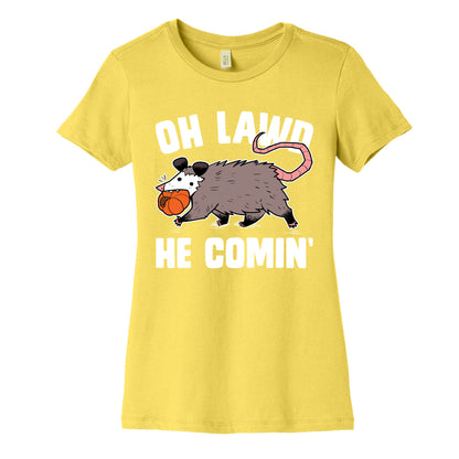 Oh Lawd He Comin' Pumpkin Possum Women's Cotton Tee