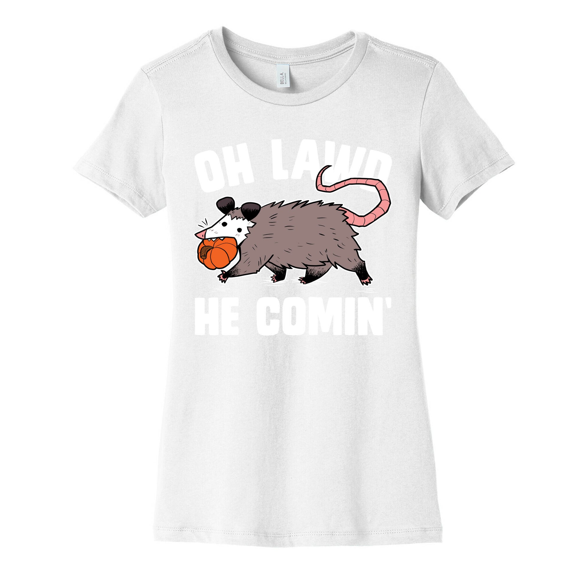 Oh Lawd He Comin' Pumpkin Possum Women's Cotton Tee