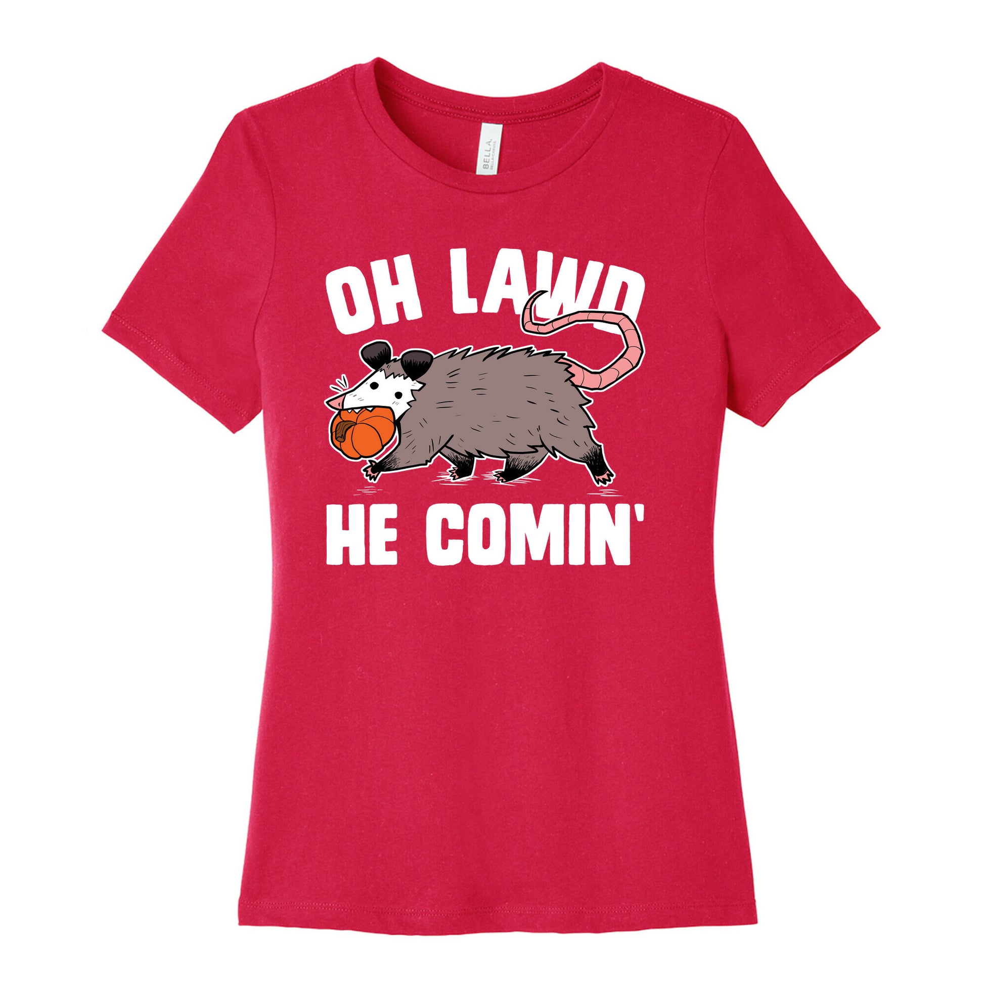 Oh Lawd He Comin' Pumpkin Possum Women's Cotton Tee
