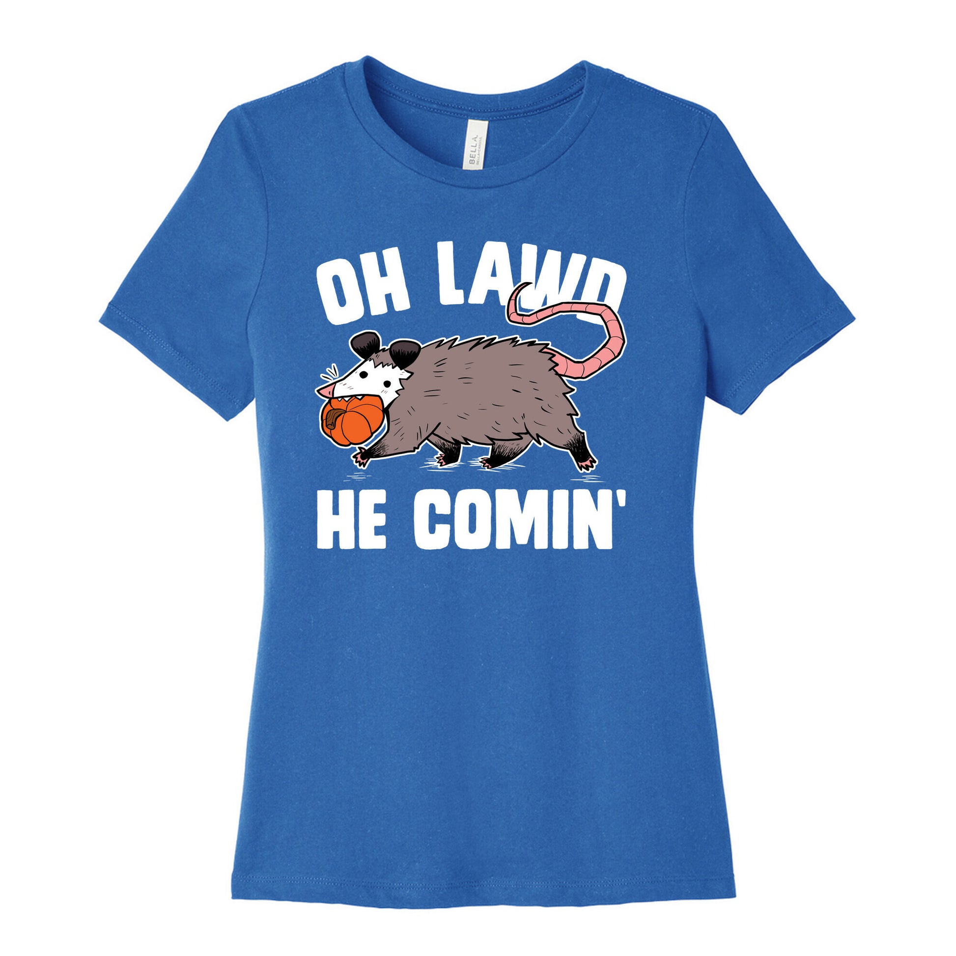 Oh Lawd He Comin' Pumpkin Possum Women's Cotton Tee