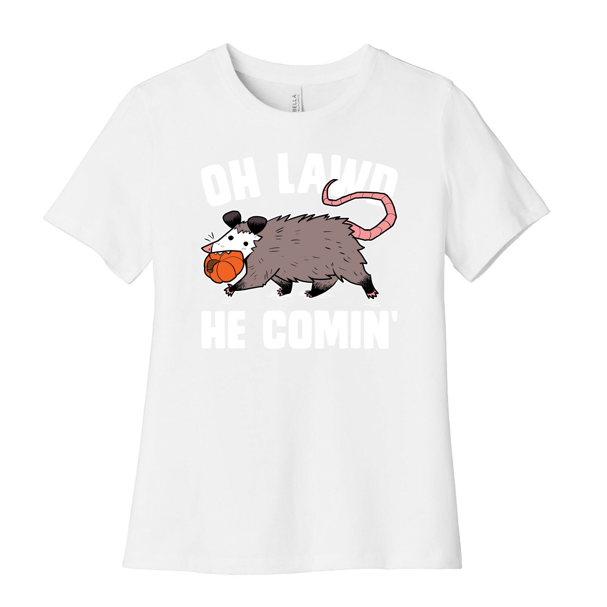 Oh Lawd He Comin' Pumpkin Possum Women's Cotton Tee