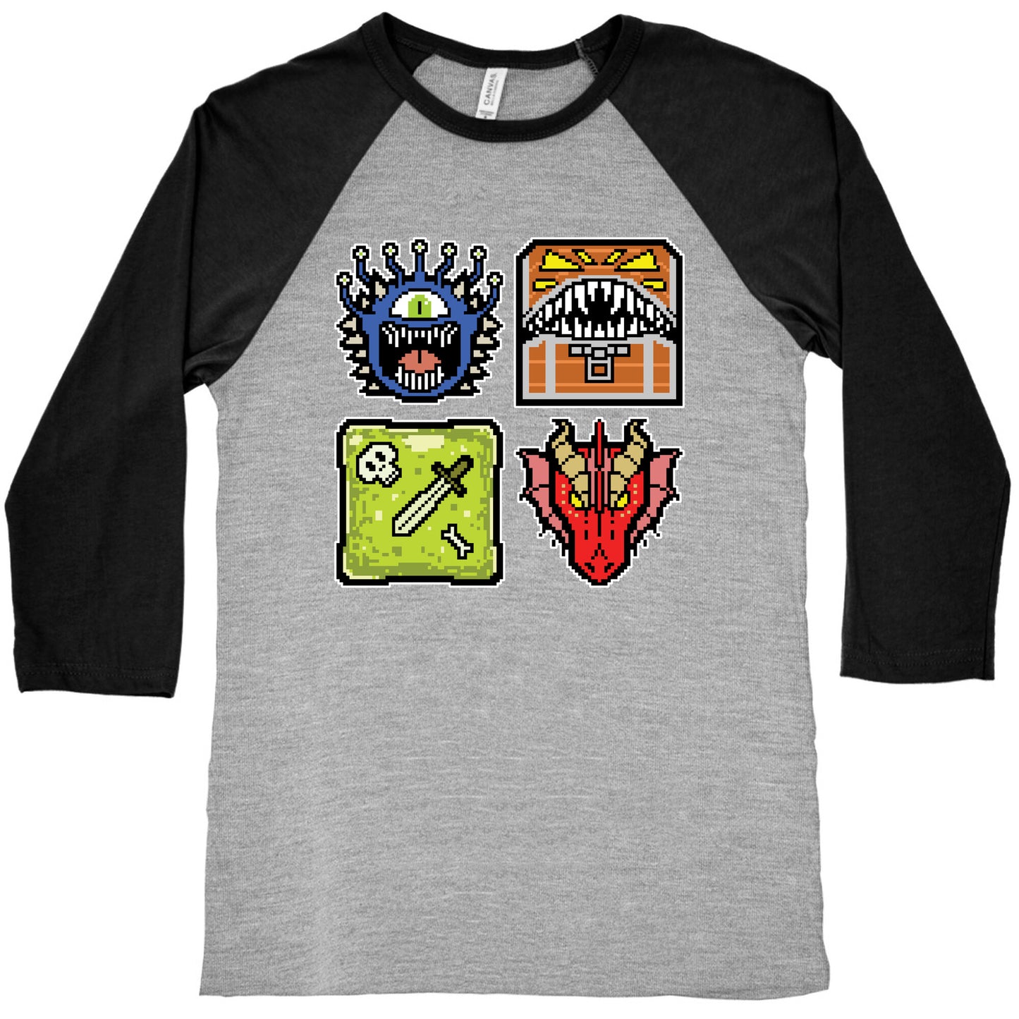 Pixel DnD Monsters Baseball Tee