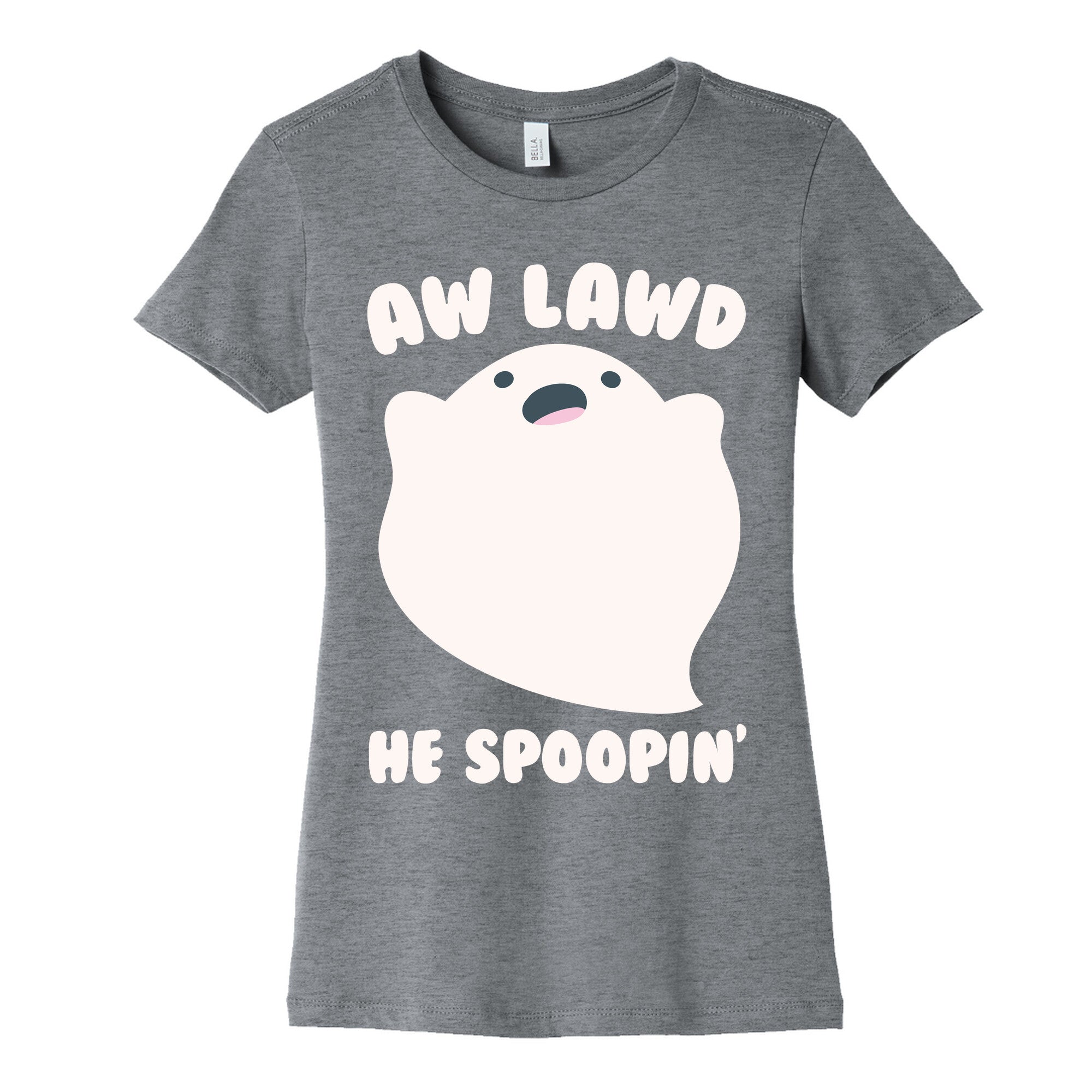 Aw Lawd He Spoopin' Ghost Parody White Print Women's Cotton Tee