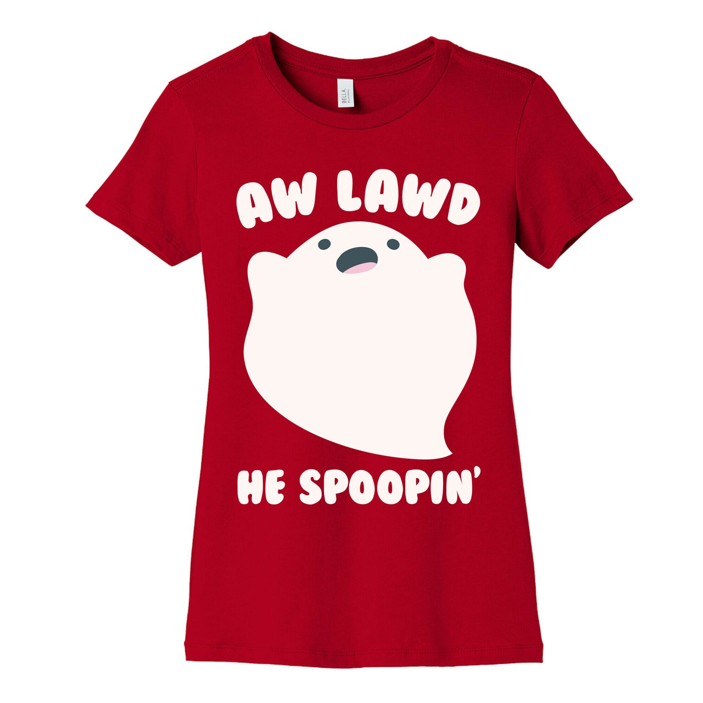 Aw Lawd He Spoopin' Ghost Parody White Print Women's Cotton Tee