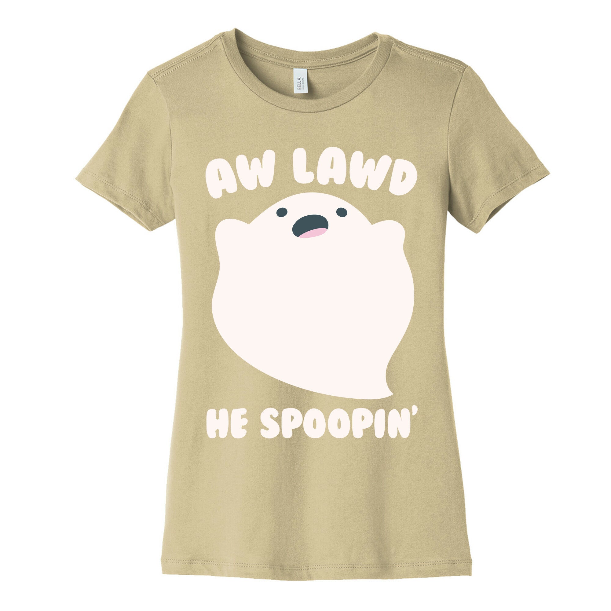 Aw Lawd He Spoopin' Ghost Parody White Print Women's Cotton Tee