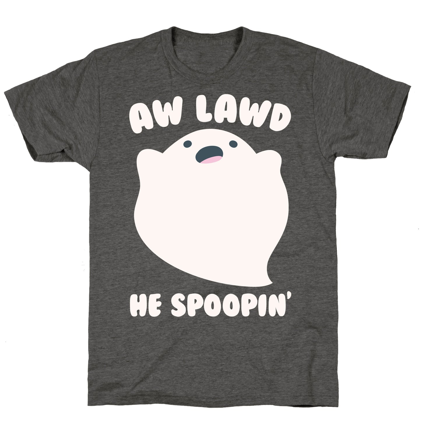 Aw Lawd He Spoopin' Ghost Parody White Print Unisex Triblend Tee