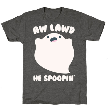 Aw Lawd He Spoopin' Ghost Parody White Print Unisex Triblend Tee