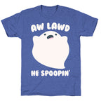 Aw Lawd He Spoopin' Ghost Parody White Print Unisex Triblend Tee