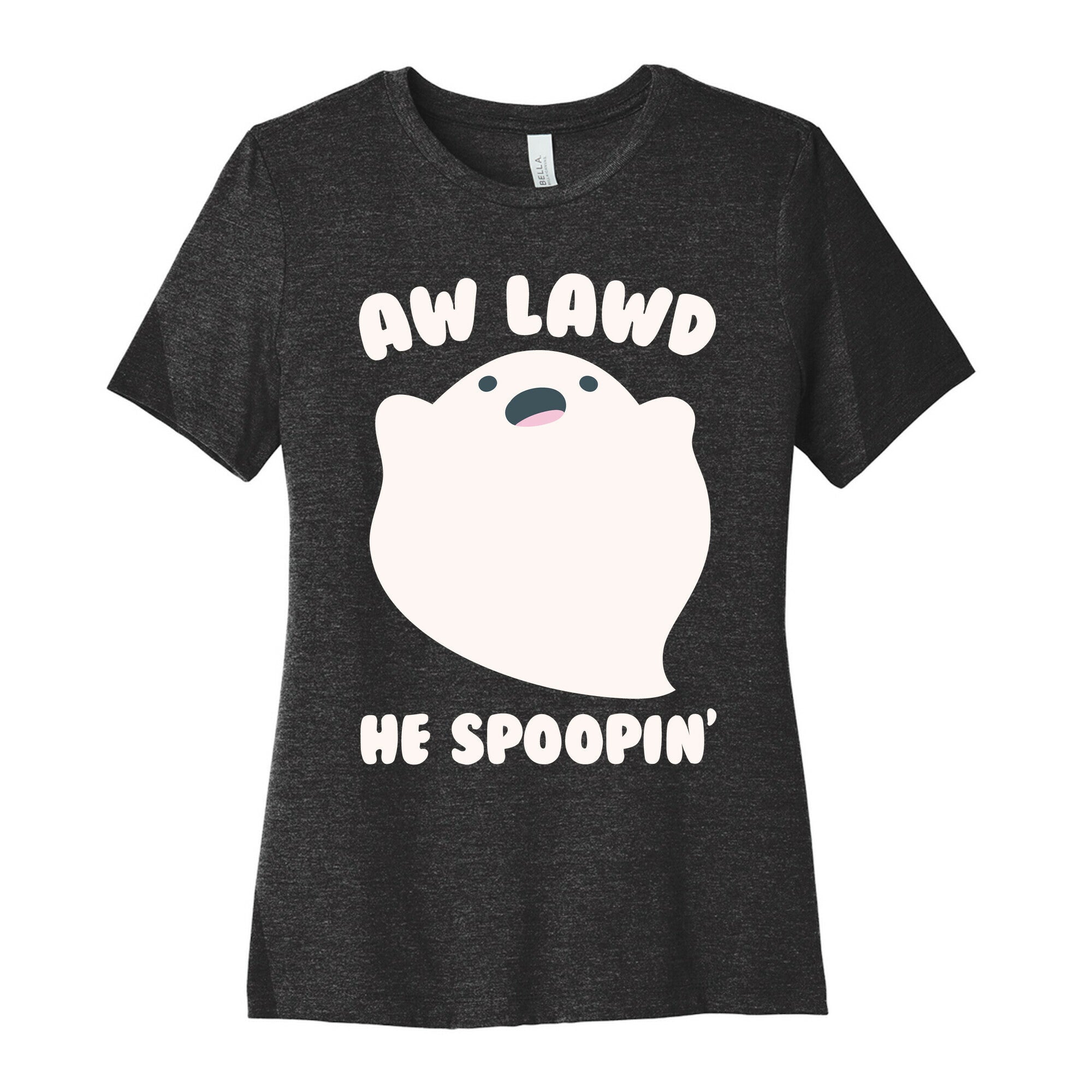 Aw Lawd He Spoopin' Ghost Parody White Print Women's Cotton Tee