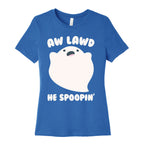Aw Lawd He Spoopin' Ghost Parody White Print Women's Cotton Tee