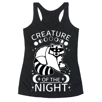 Creature Of The Night Raccoon Racerback Tank