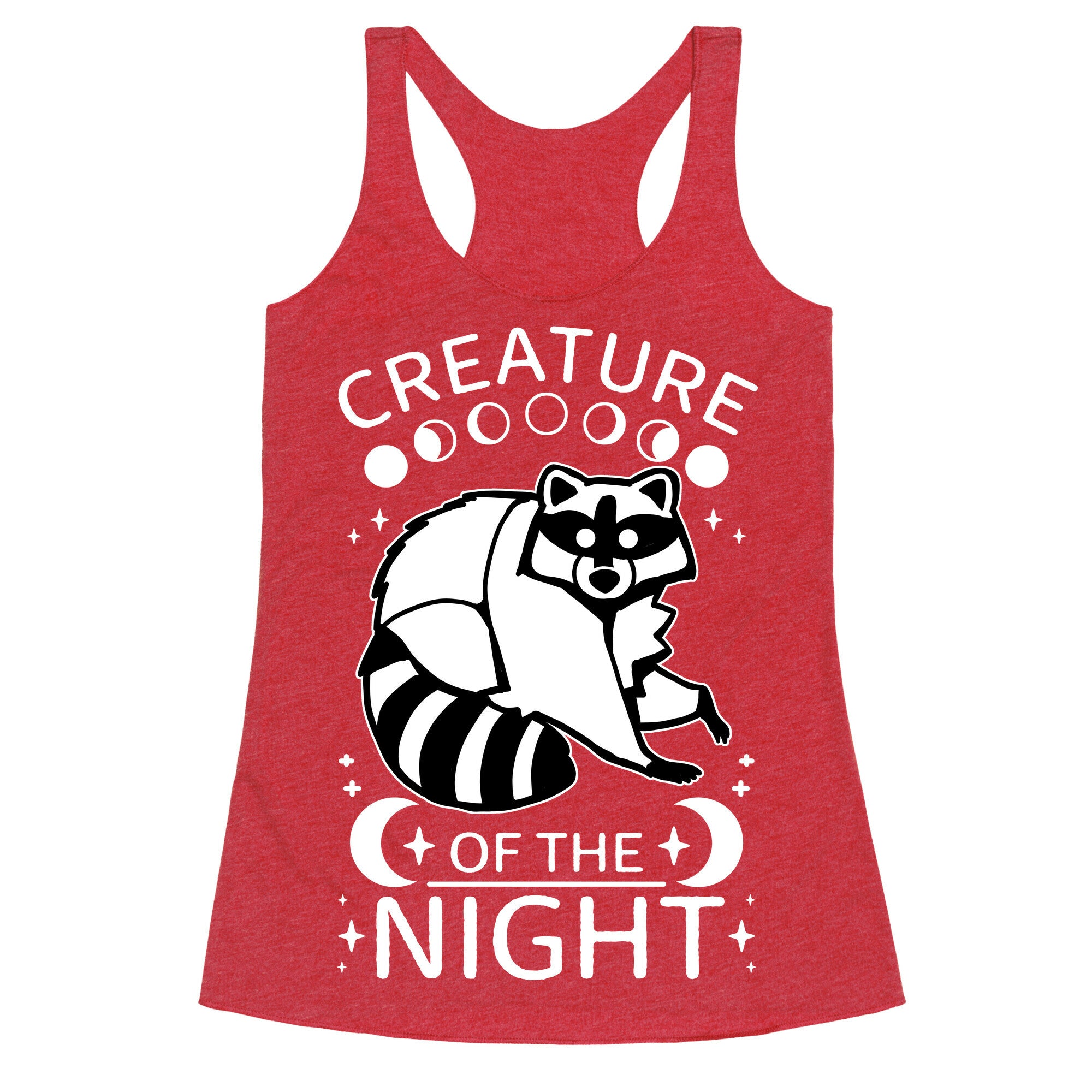 Creature Of The Night Raccoon Racerback Tank