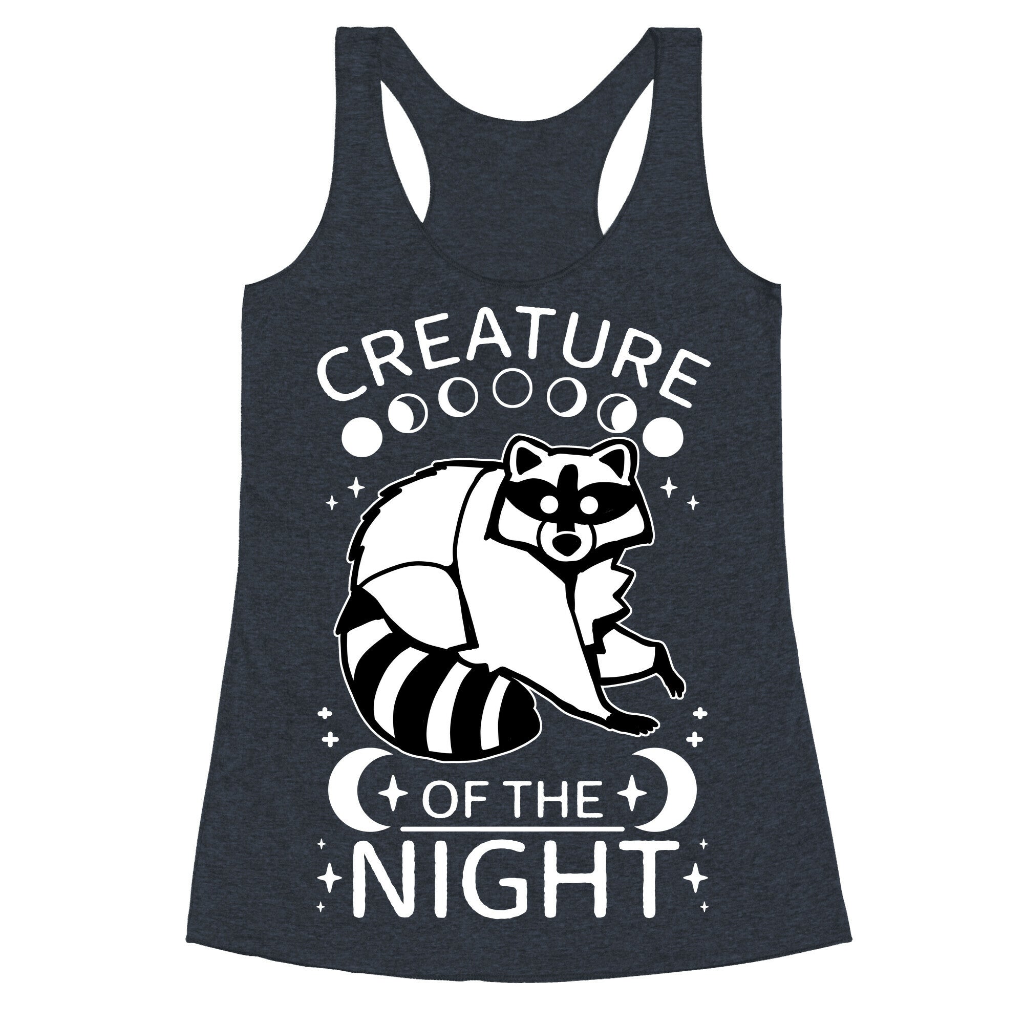 Creature Of The Night Raccoon Racerback Tank