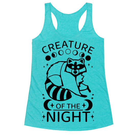 Creature Of The Night Raccoon Racerback Tank