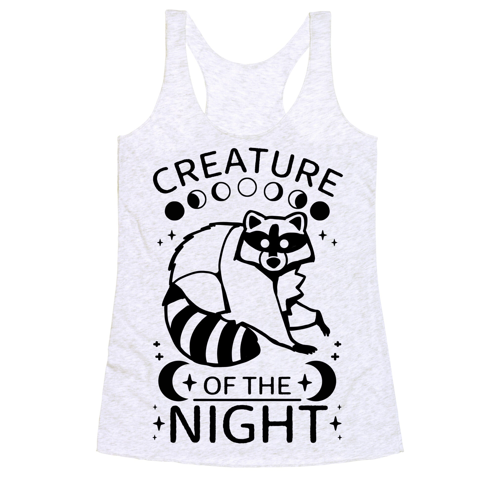Creature Of The Night Raccoon Racerback Tank