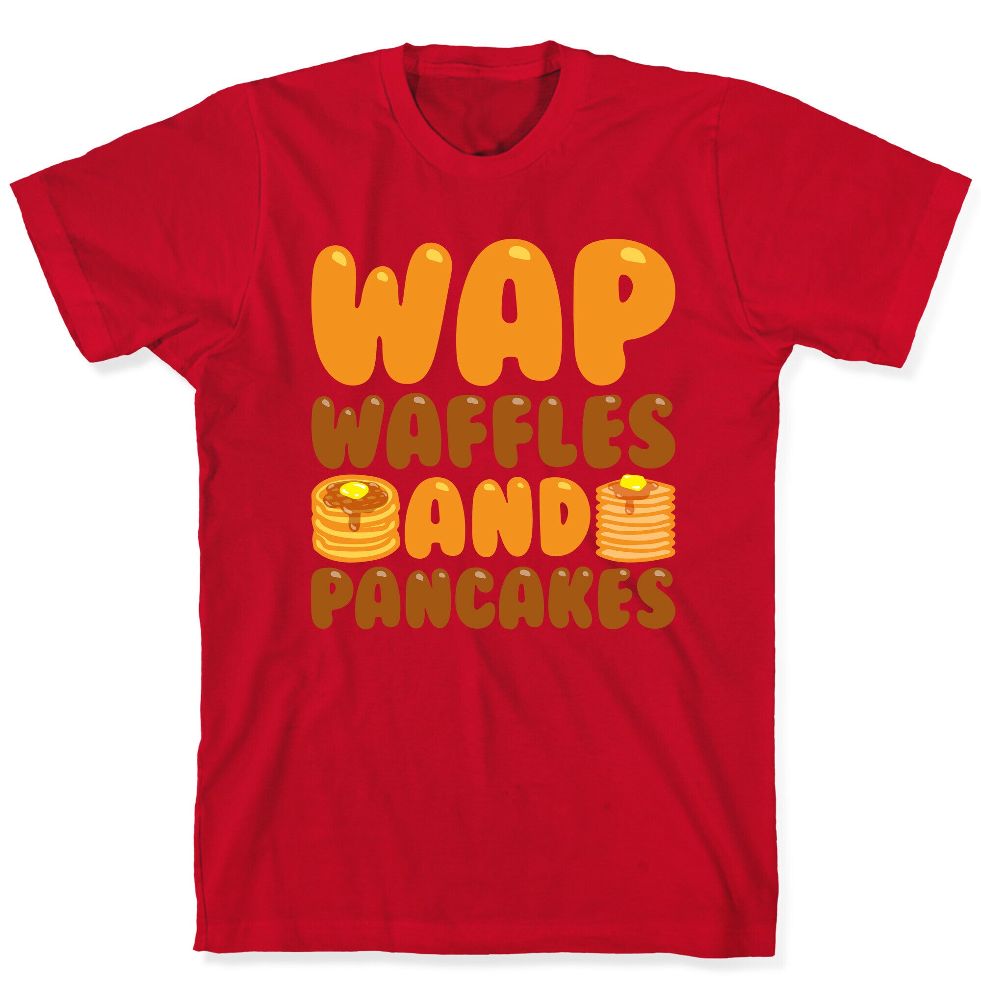Waffles And Pancakes WAP Parody White Print T-Shirt