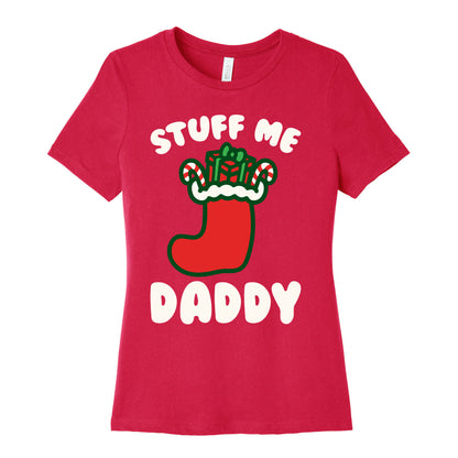 Stuff Me Daddy Stocking Parody White Print Women's Cotton Tee