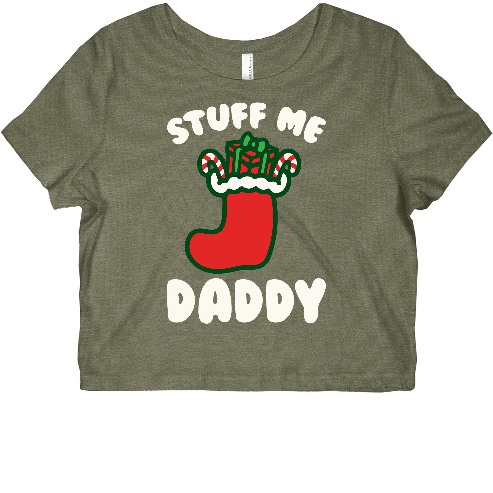 Stuff Me Daddy Stocking Parody White Print Graphic Baby Tee