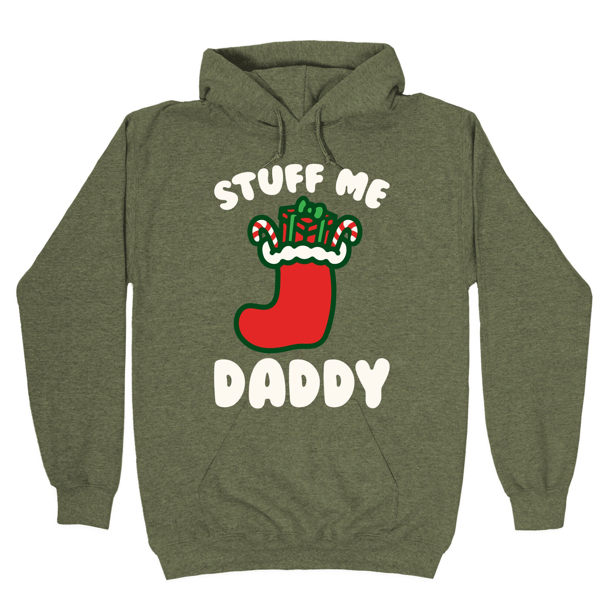 Stuff Me Daddy Stocking Parody White Print Hoodie