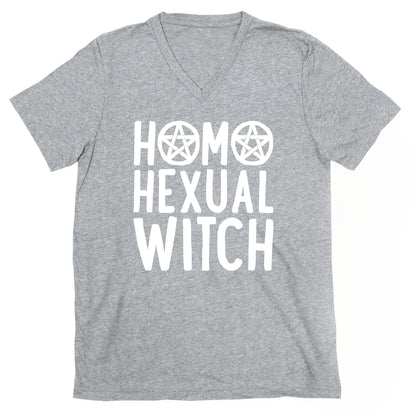 Homohexual Witch White Print V-Neck