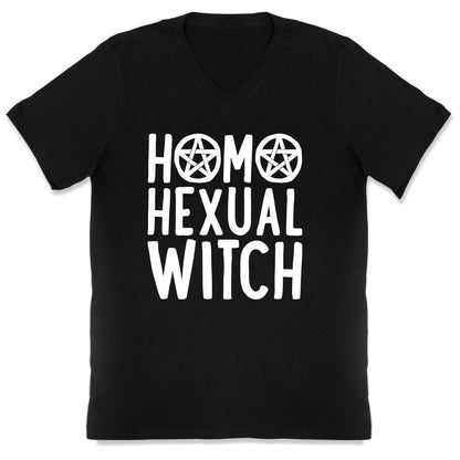 Homohexual Witch White Print V-Neck