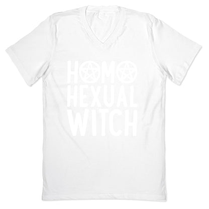 Homohexual Witch White Print V-Neck