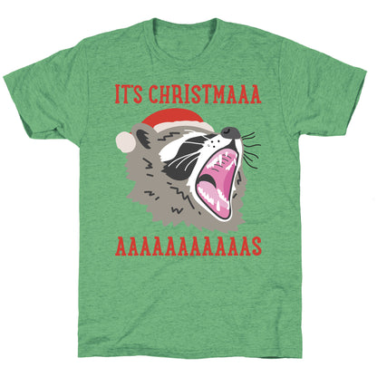 It's Christmas Screaming Raccoon Unisex Triblend Tee