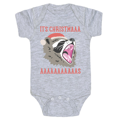 It's Christmas Screaming Raccoon Baby One Piece
