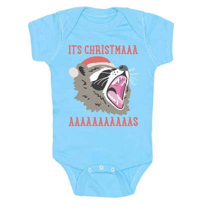 It's Christmas Screaming Raccoon Baby One Piece