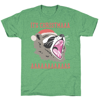 It's Christmas Screaming Raccoon Unisex Triblend Tee