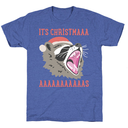 It's Christmas Screaming Raccoon Unisex Triblend Tee