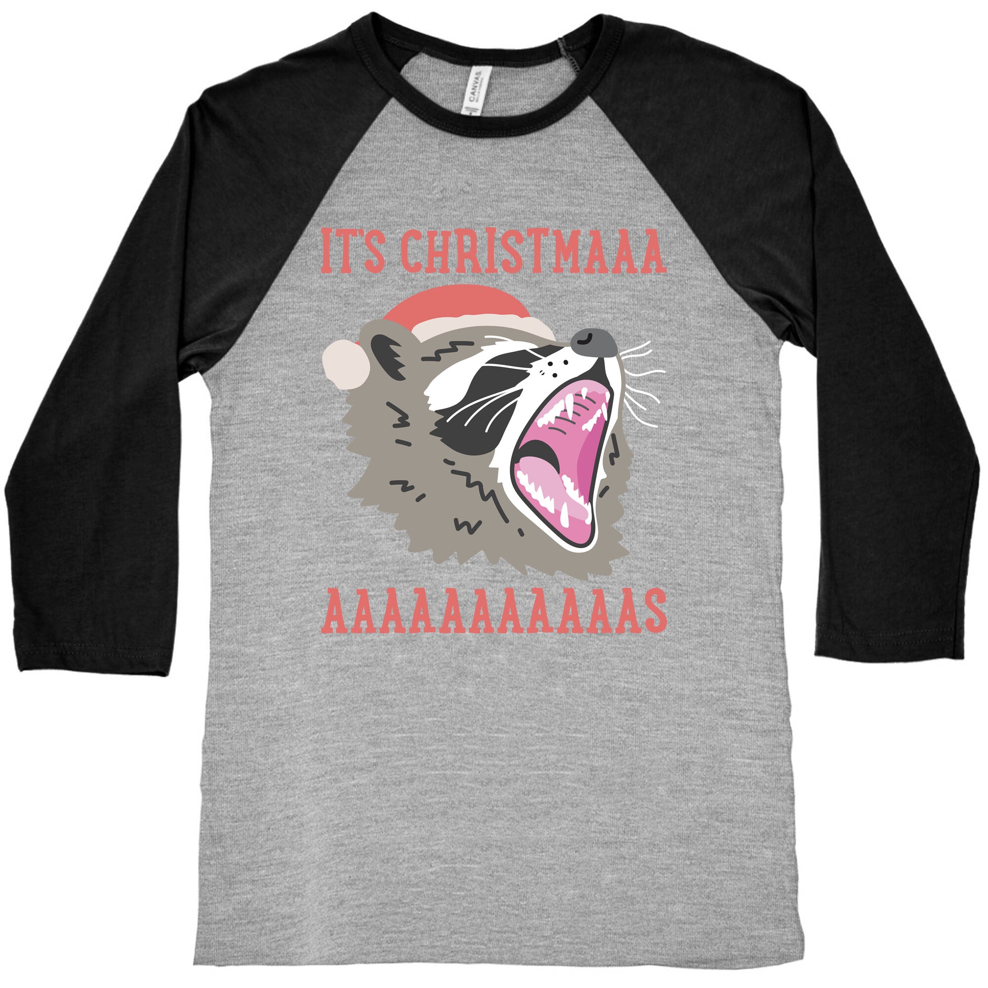 It's Christmas Screaming Raccoon Baseball Tee