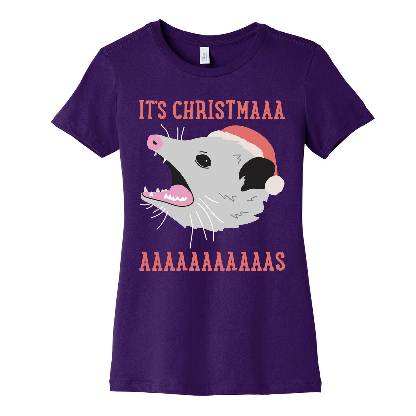 It's Christmas Screaming Opossum Women's Cotton Tee