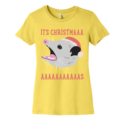 It's Christmas Screaming Opossum Women's Cotton Tee