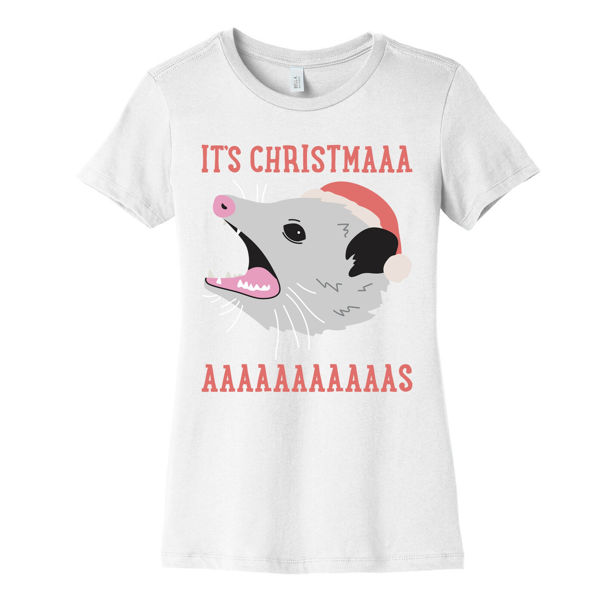 It's Christmas Screaming Opossum Women's Cotton Tee