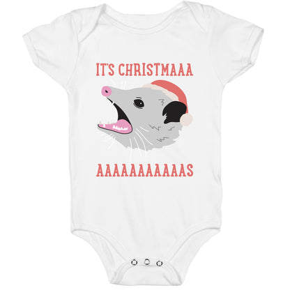 It's Christmas Screaming Opossum Baby One Piece