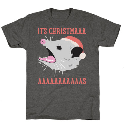 It's Christmas Screaming Opossum Unisex Triblend Tee