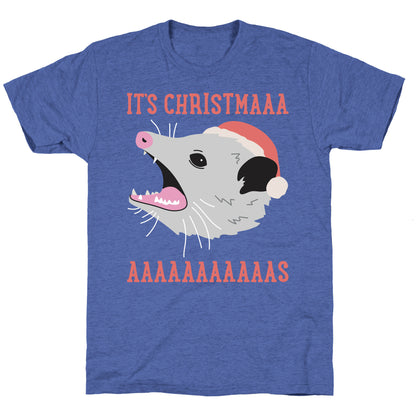 It's Christmas Screaming Opossum Unisex Triblend Tee
